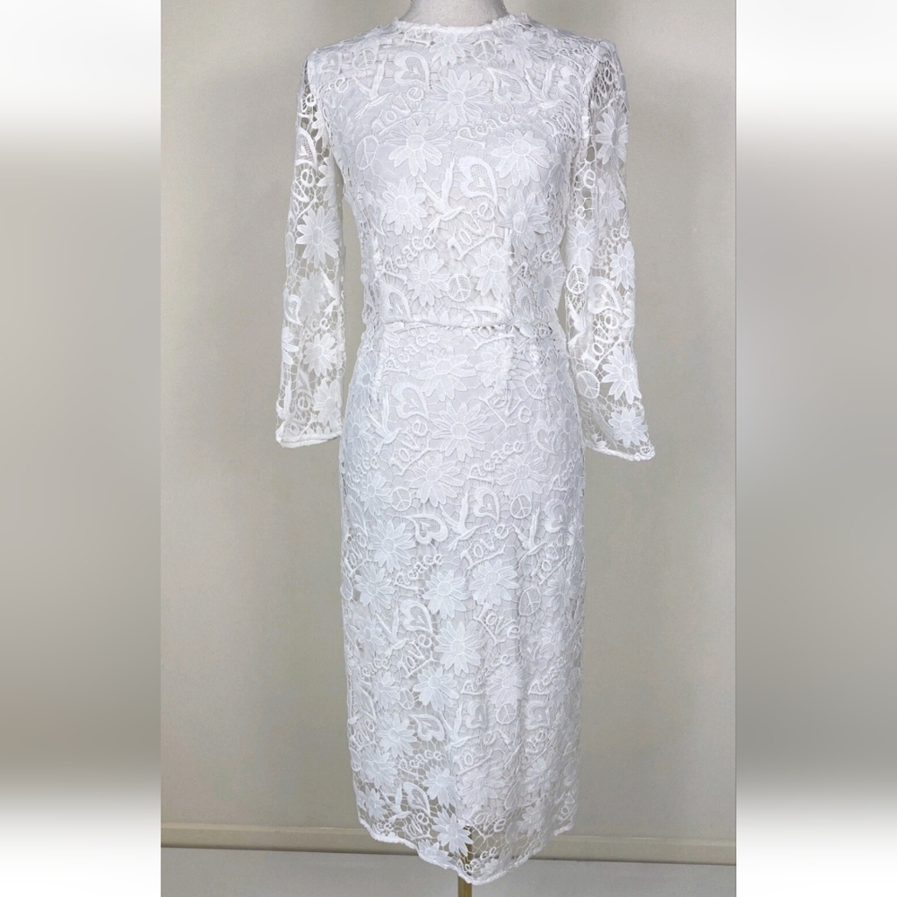 Sandro White Love And Piece Dress with Sleeves Size 2